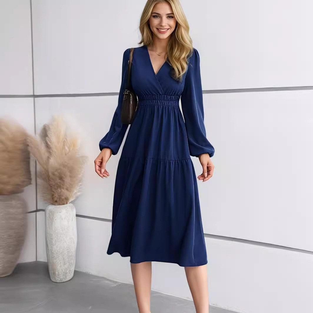 V-Neck Long Sleeve Wrap Dress