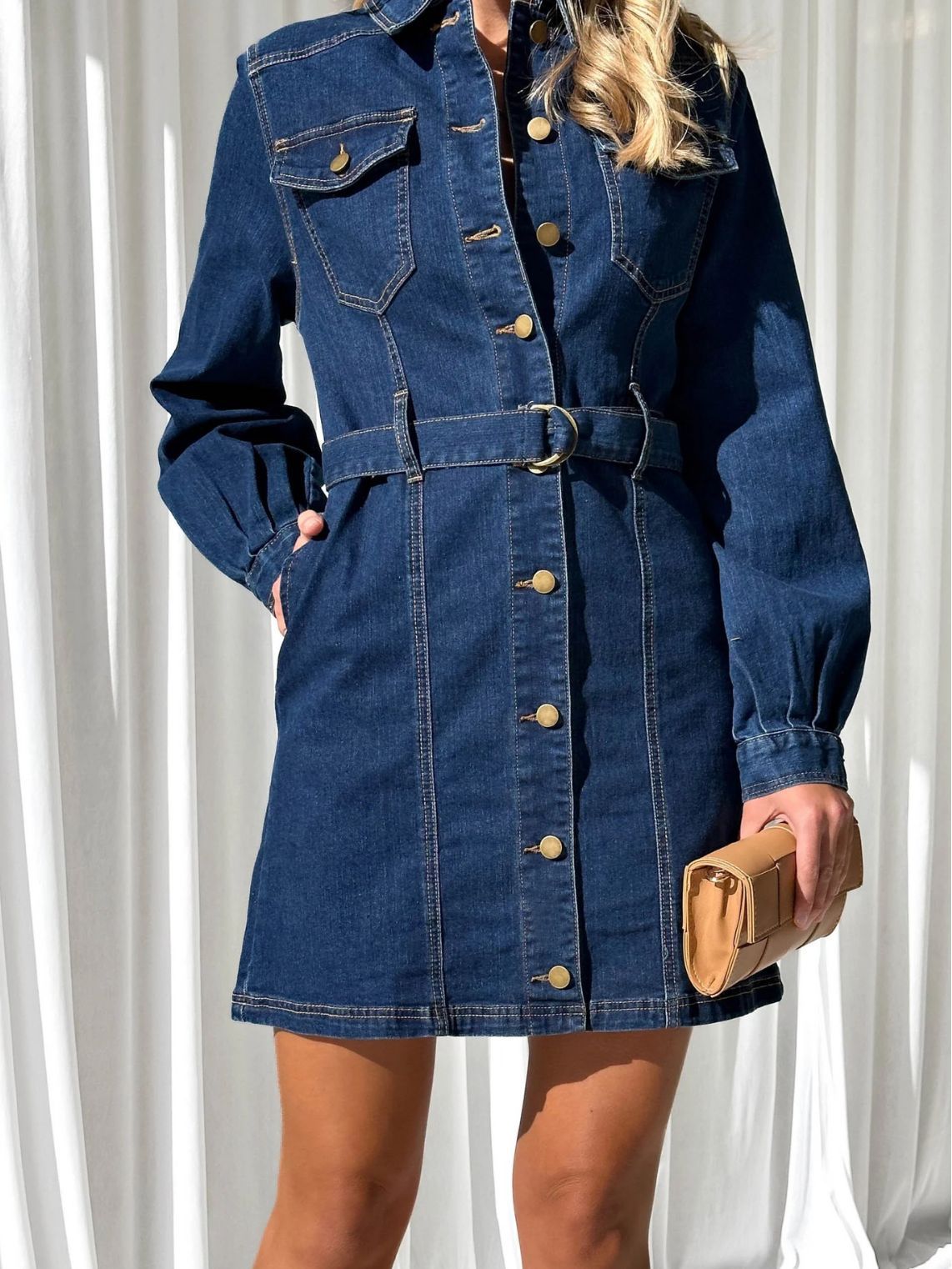 Button Denim Dress Women | Cotton high quality