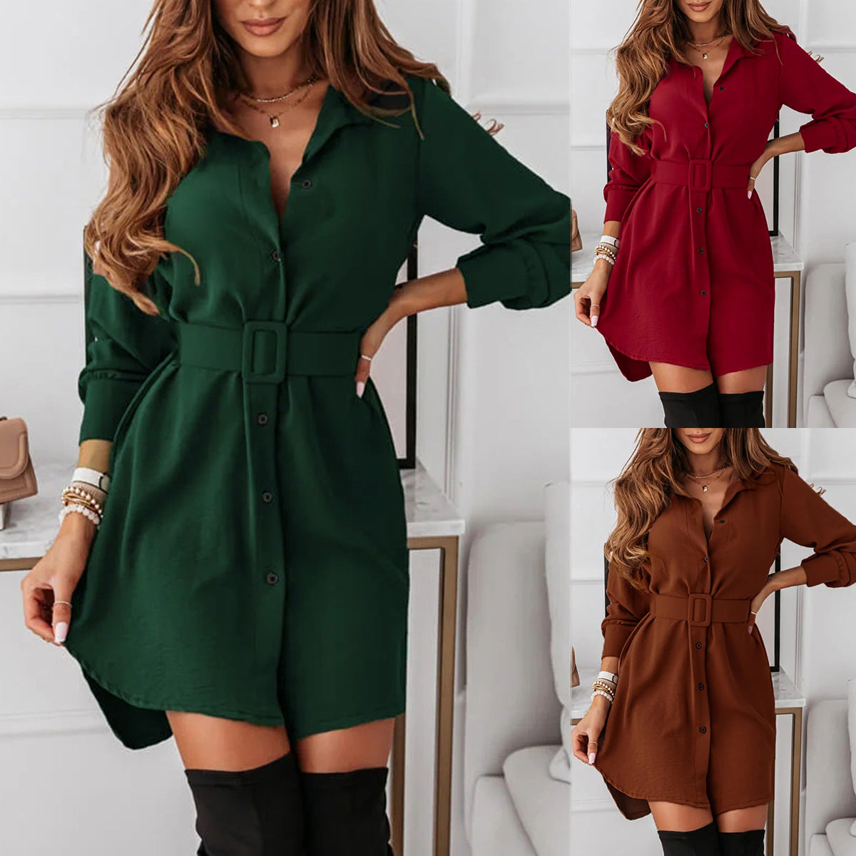 Lapel Long-sleeved Dress™