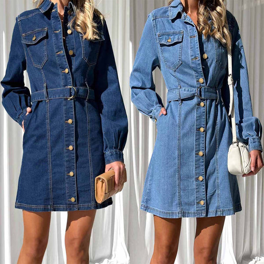 Button Denim Dress Women | Cotton high quality
