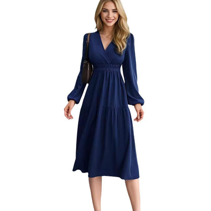 V-Neck Long Sleeve Wrap Dress