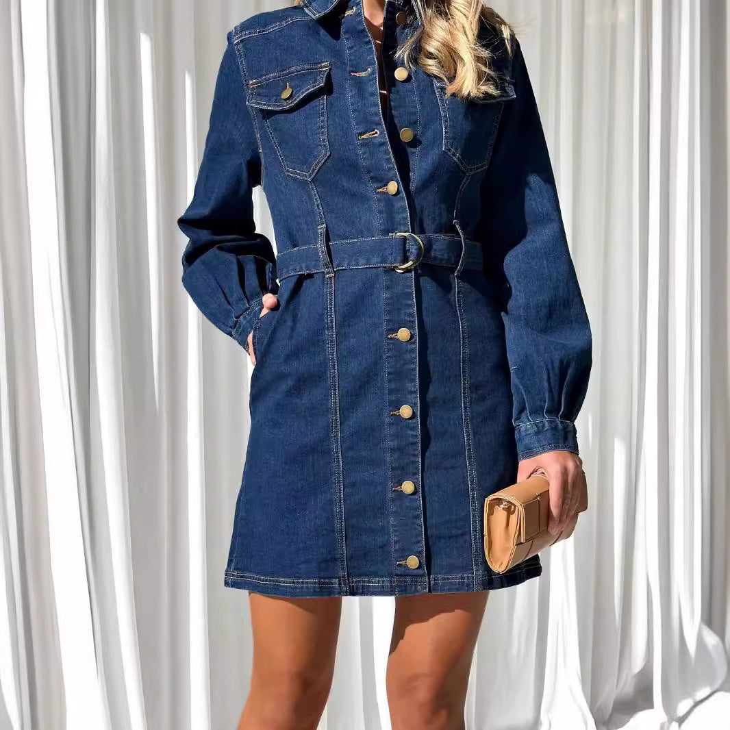 Button Denim Dress Women | Cotton high quality