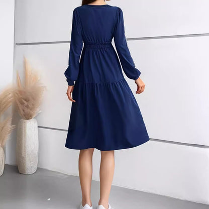 V-Neck Long Sleeve Wrap Dress
