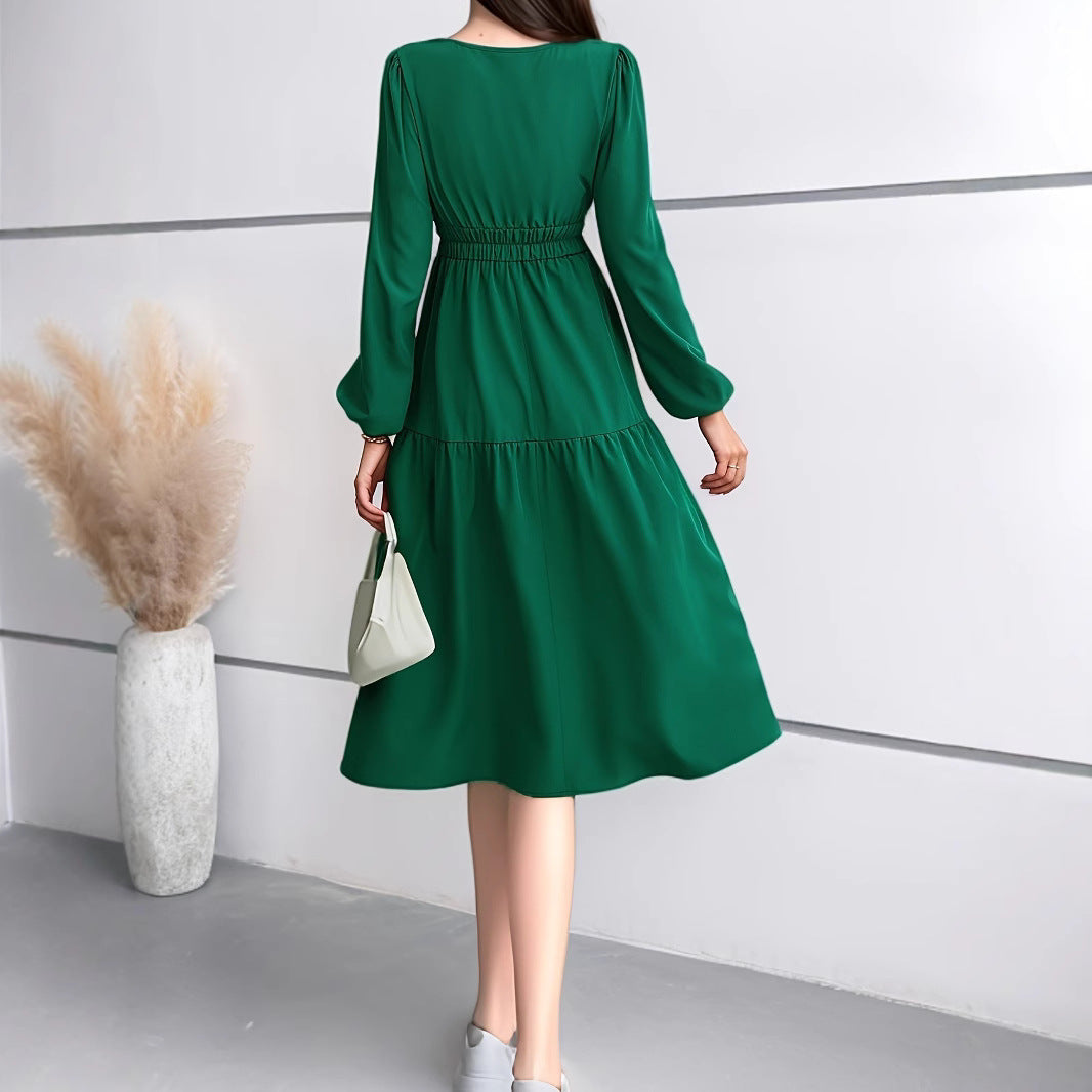 V-Neck Long Sleeve Wrap Dress